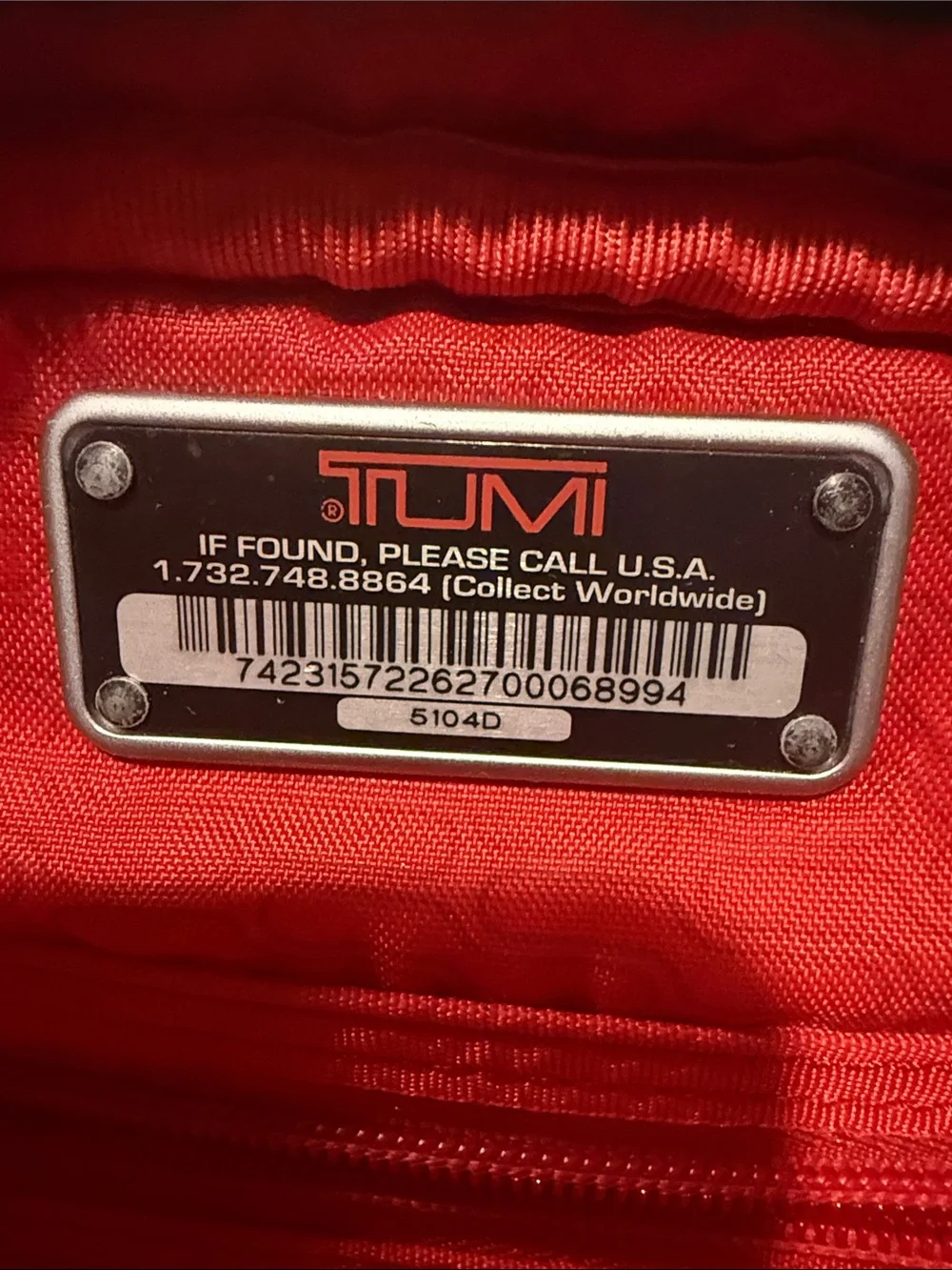 Tumi Black Nylon Men's Backpack with Red Logo Accent